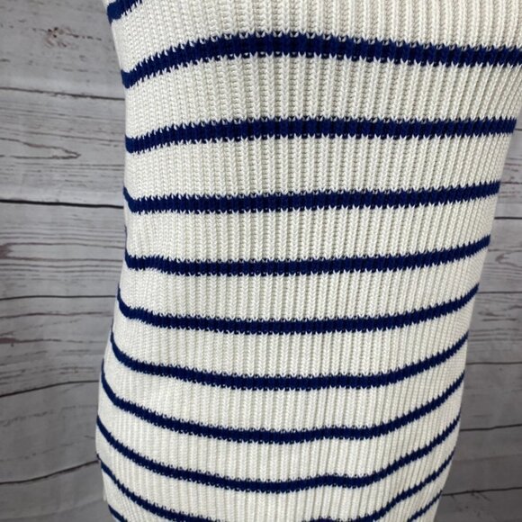 LED Maternity knitted white and blue stripes sleeveless top Sz S - Picture 3 of 7